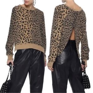 NWT Current Elliott Animal Print The Open Back Sweatshirt Khaki Leopard, S